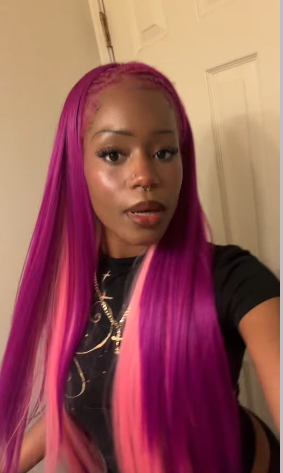 Magenta braided lace-front install — Gege Hair Salon, Schaumburg